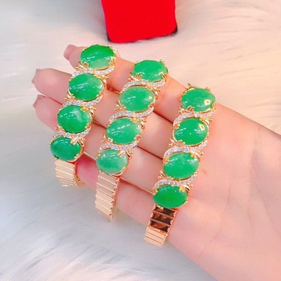 Vòng tay nữ, lắc tay nữ màu xanh thạch bền màu H20