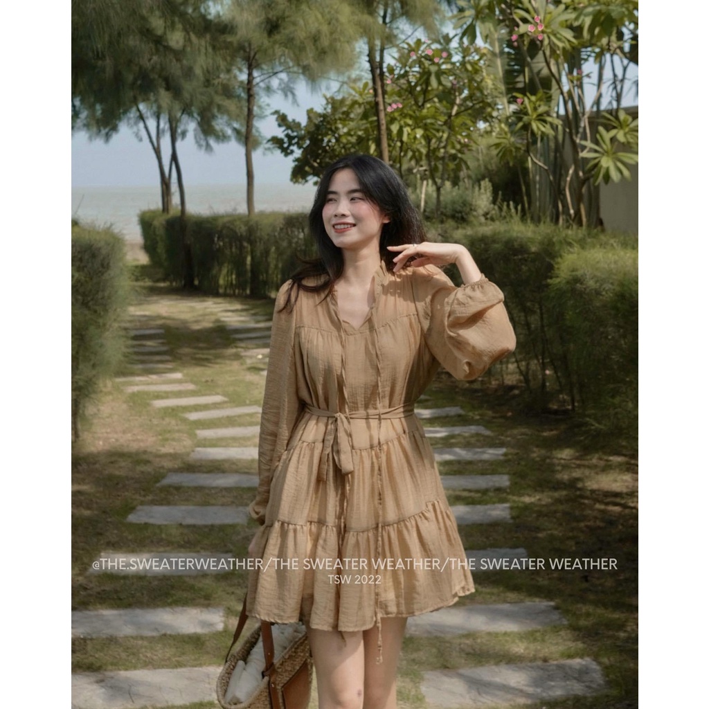 Váy voan tơ đũi 2 lớp xoè tầng the.sweaterweather TSW (ảnh thật)