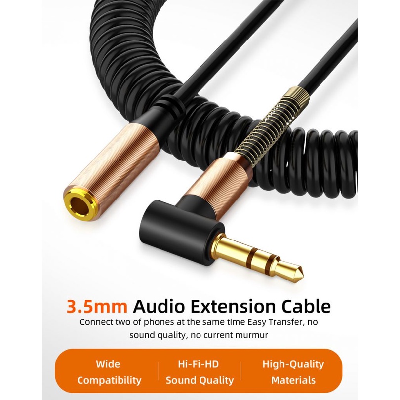 Dây Cáp Lò Xo Nối Dài Tai Nghe 3.5mm Cho Điện Thoại / Máy Tính