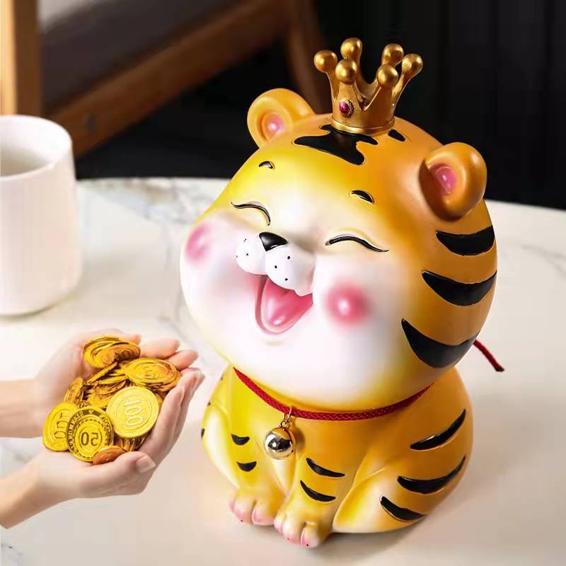 Ống heo tiết kiệm để bàn hình hổ sáng tạo dễ thương sức chứa lớn có thể dùng trang trí nhà cửa
