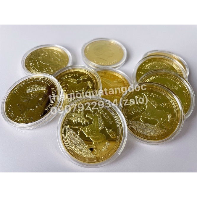 Đồng Xu Úc Hình Con Ngựa Mạ Vàng 2014, đồ lưu niệm, trưng bày, quà tặng may mắn