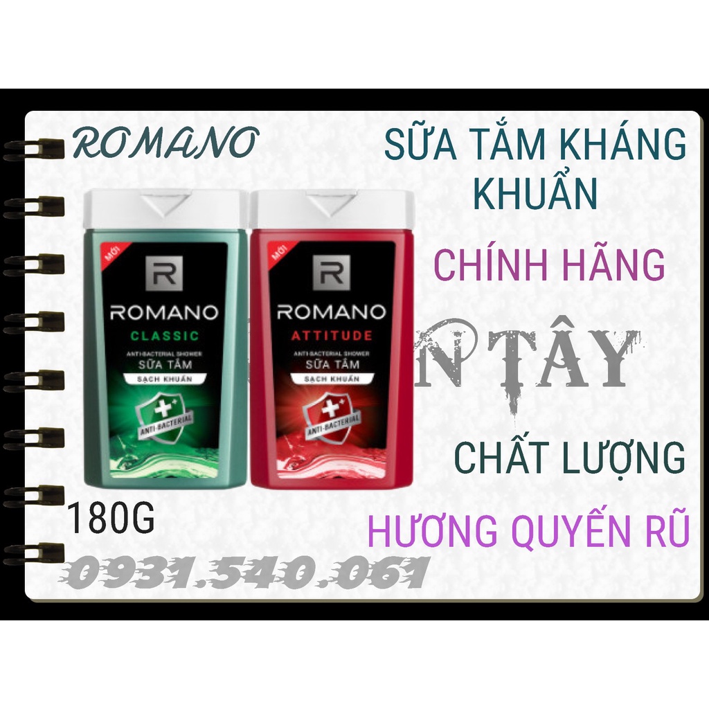 SỮA TẮM KHÁNG KHUẨN ROMANO 180G CLASSIC/ ATTITUDE