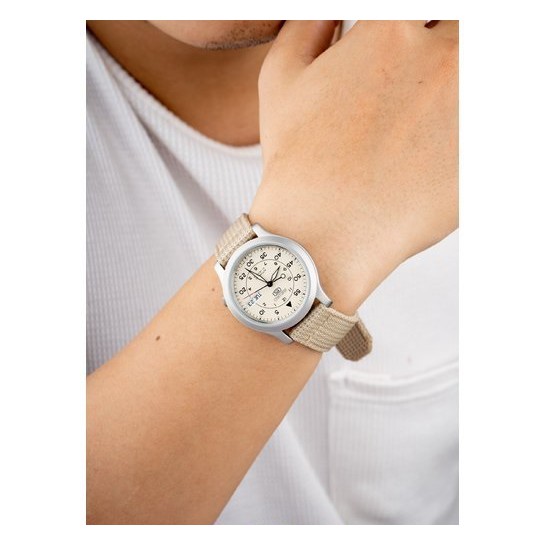 Đồng hồ nam Seiko quân đội Máy Cơ SNK803K2S Dây Nato - Mặt Màu Be - Bảo Hành Chính Hãng 18 Tháng
