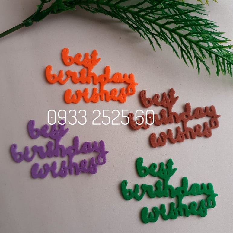 5 chữ Best Birthday Wishes bằng xốp, 5.8x3.7cm - Hình trang trí thiệp - Phụ kiện trang trí handmade - DIY - giấy xốp