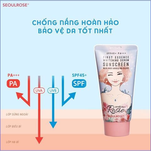 Kem Chống Nắng Seoul Rose Rosie First Essence Whitening Serum Sunscreen SPF45 PA+++ | BigBuy360 - bigbuy360.vn