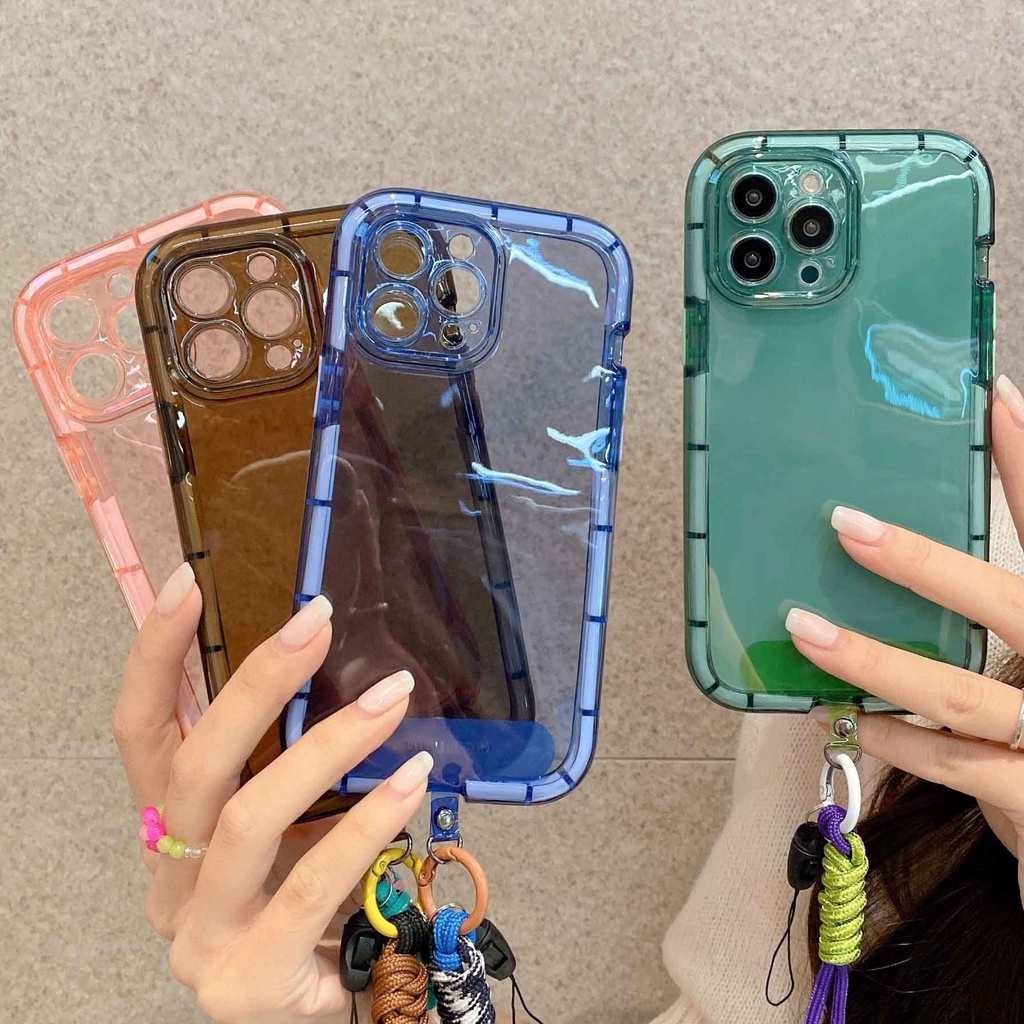 Ốp Điện Thoại Trong Suốt Dạ Quang Có Dây Đeo Cho iPhone 13ProMax 11 13 12 12Pro 11Promax XSMAX