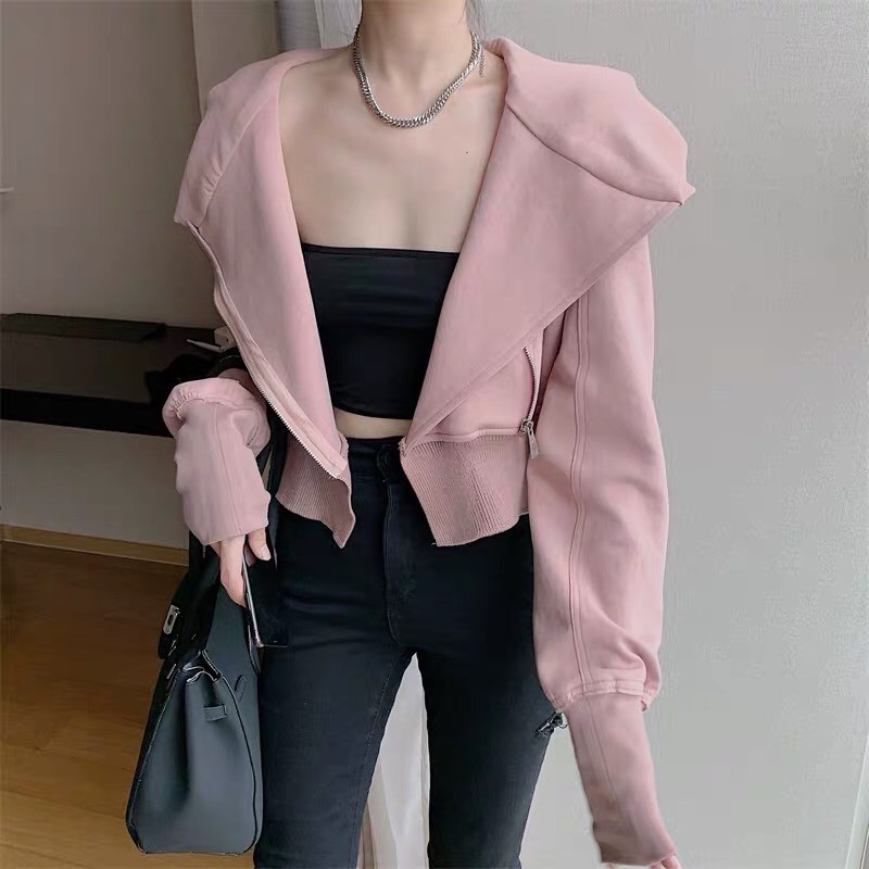Áo Khoác Croptop Ôm Eo Dây Kéo Chéo Hai Bên Độc✨ | BigBuy360 - bigbuy360.vn