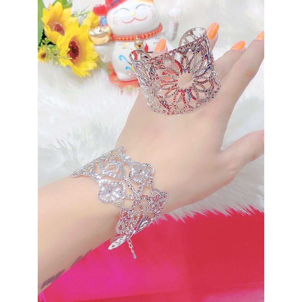 Vòng Bảng Lưới Trắng 5P Free Size Có Khóa Gài VL1
