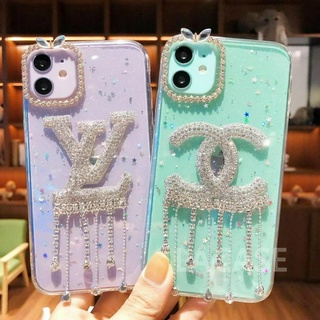 Ốp điện thoại mềm trong suốt đính đá dây tua cho Samsung A51 A71 A70 A60 A50/S A30S S10+ S9+ S8+ Note 8 9 10/+ 20/U