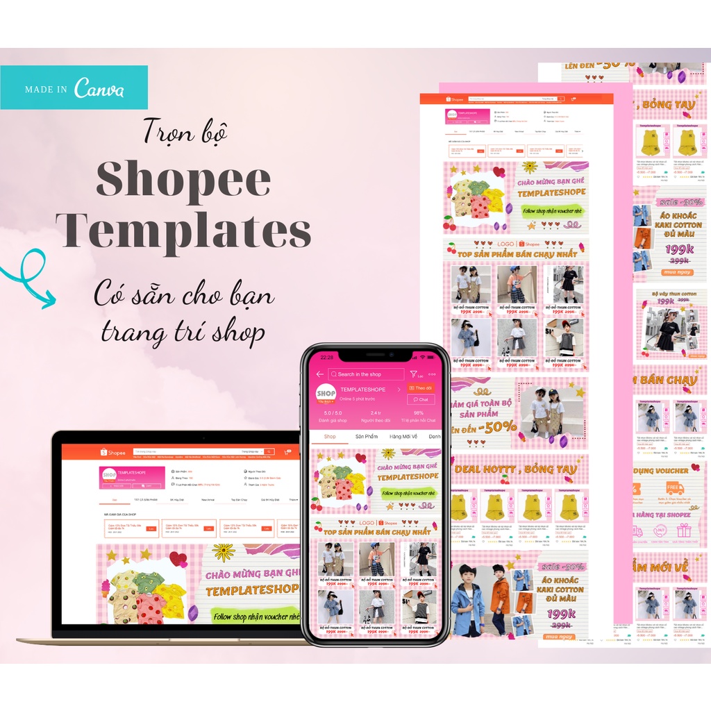 Template Shopee banner trang trí shop ngành thời trang trẻ em