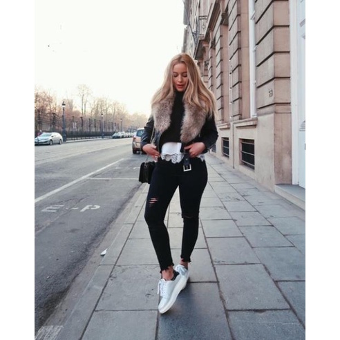 👟giaynambac👟chào quý khách Giày Thể Thao Nam Nữ Thắng Giày MC Gót Nhung Đen Đế Cao 4cm mcq full hộp