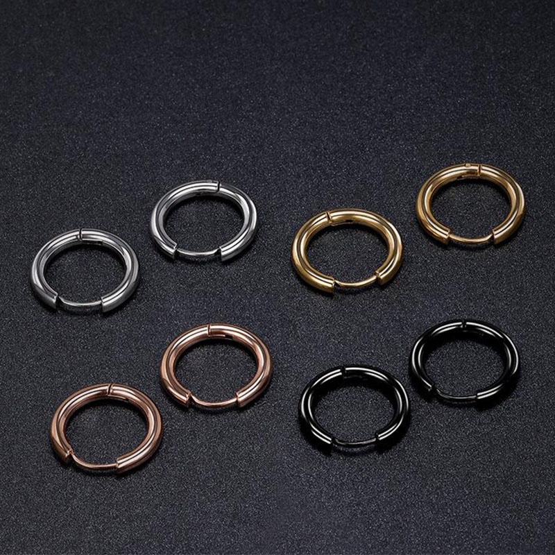 1 Khuyên Tai Tròn Bằng Thép Không Gỉ Thời Trang