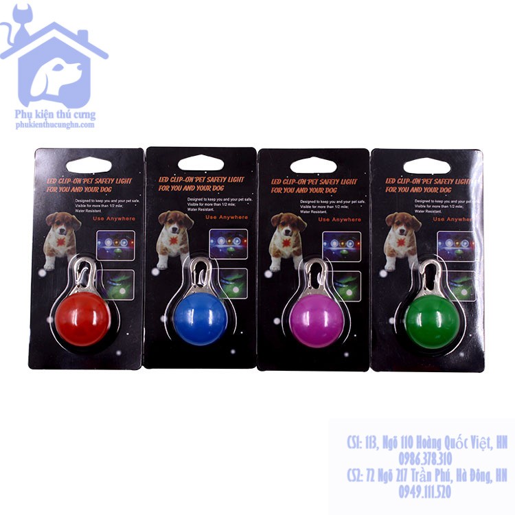 Móc cổ đèn led chống đi lạc ban đêm cho chó mèo - Phụ kiện thú cưng Hà Nội
