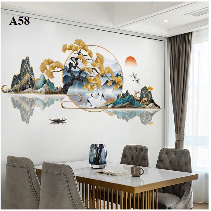 Decal dán tường Tranh sơn Thủy A58 - Decal dán tường Hàn Quốc