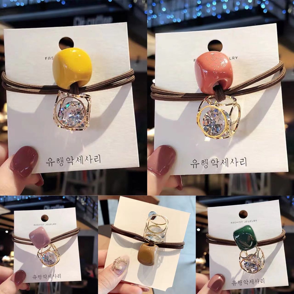 Dây Buộc Tóc Dây Cột Tóc Hàn Quốc Với Mặt Dây Chuyền Dễ Thương Màu Kẹo Phụ Kiện Thời Trang Cho Nữ AB120