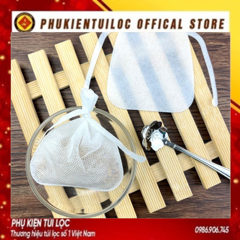 Combo 100 Túi lọc trà, cafe, thảo dược, bột có dây mẫu mới kích thước 8x9cm- Phukientuiloc.com