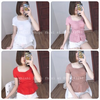 XẢ HÀNG _ ÁO THUN CỔ VUÔNG XOẮN EO FR1313
