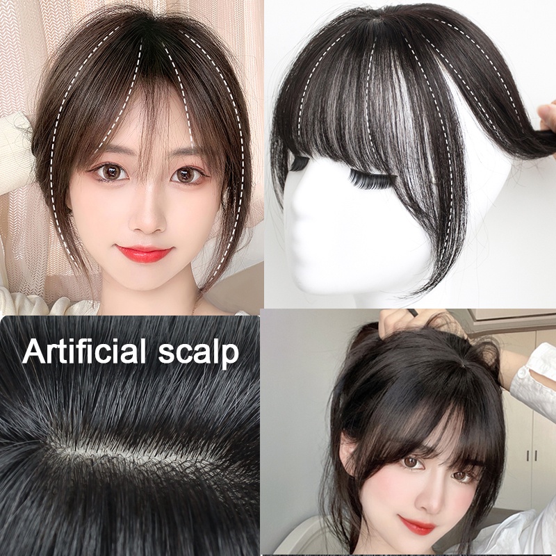 Tóc Mái Giả 3D Bằng Sợi Tổng Hợp Chịu Nhiệt Độ Cao Màu Trắng Thời Trang Cho Nữ