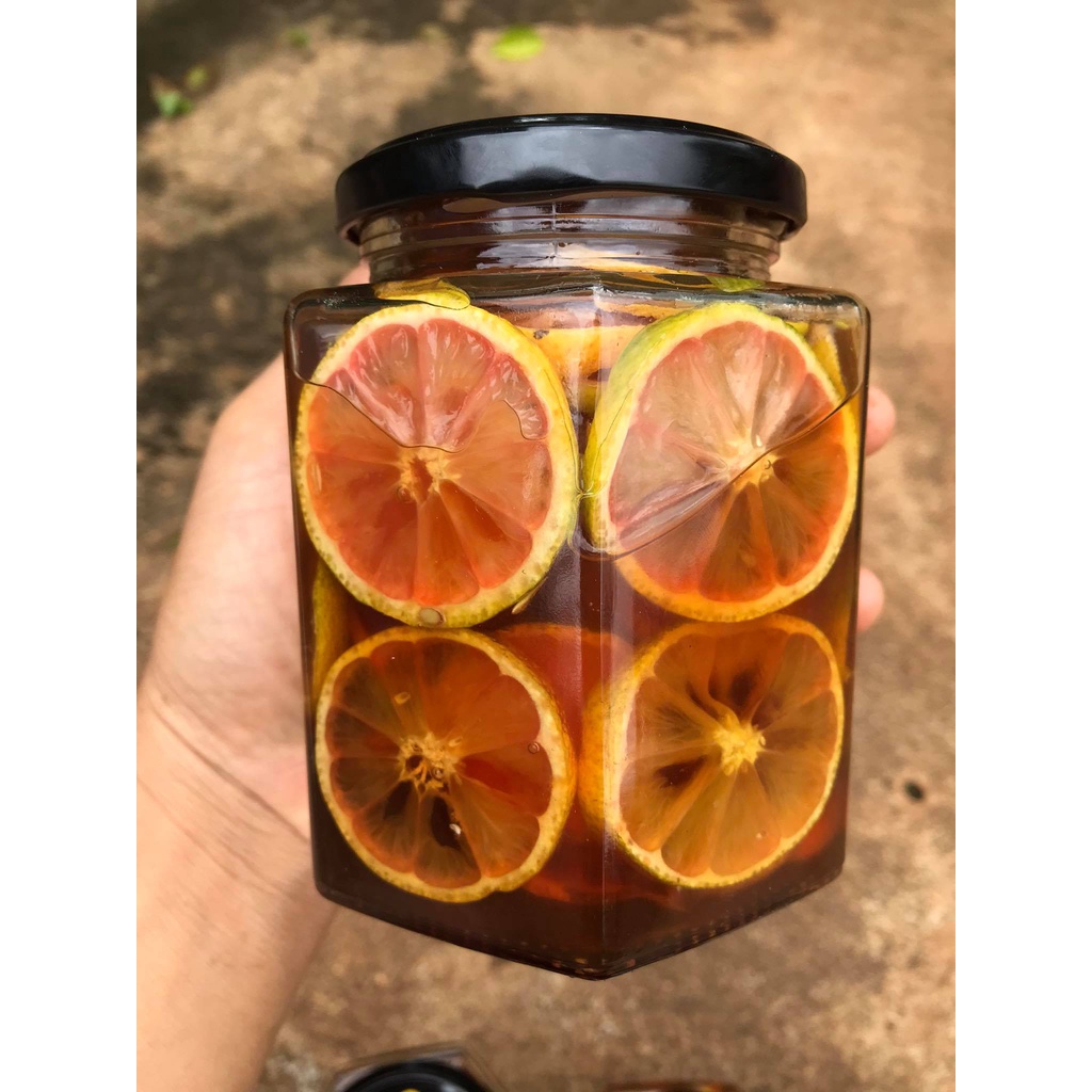 Mật Ong Rừng ngâm Chanh Đào- Hũ Thủy Tinh 500ml