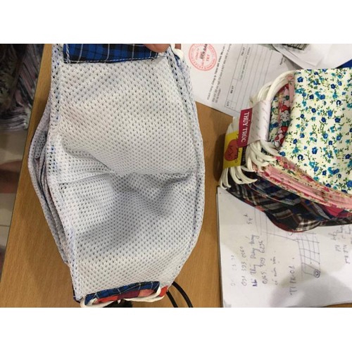 COMBO 5 Khẩu trang vải kẻ 3 lớp (hàng xuất khẩu còn dư) BH