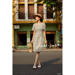 Đầm cổ tim nút ngọc DA0284