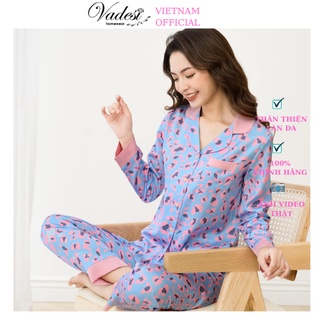 Đồ Bộ Ngủ Pijama Lụa Nữ Mặc Nhà Cao Cấp VADESI Quần Áo Dài Tay Mặc Sau Sinh Bầu Thấm Hút Co Giãn Nhẹ Nhiều Màu Nữ Tính