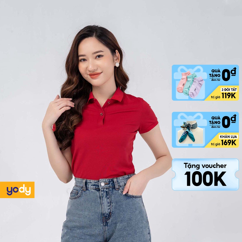 Áo Polo Nữ thương hiệu YODY,  Áo phông có cổ nữ chất liệu Cà Phê Bo Trơn - APN4388