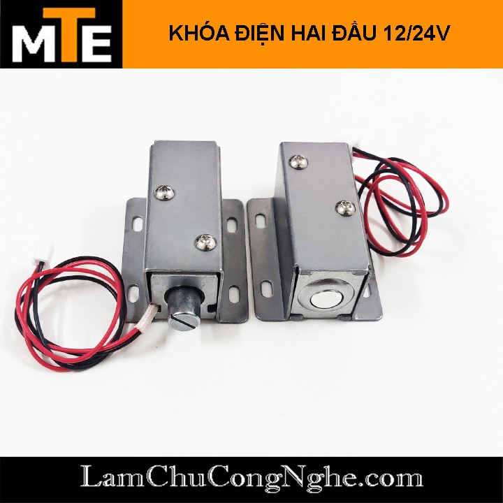 Khóa điện 2 đầu chốt tròn 12-24V