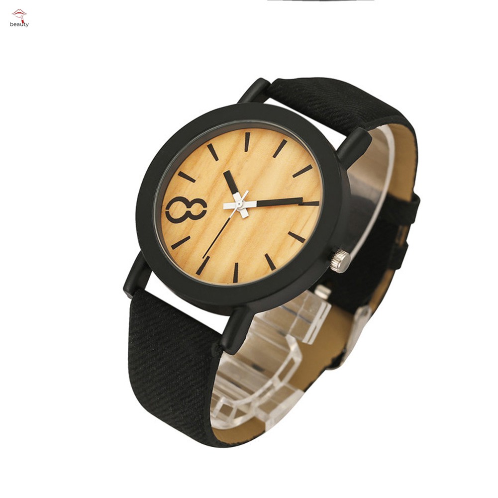 Đồng hồ đeo tay Nam Nữ Dây Da Mặt Giả Gỗ Phong Cách Vintage