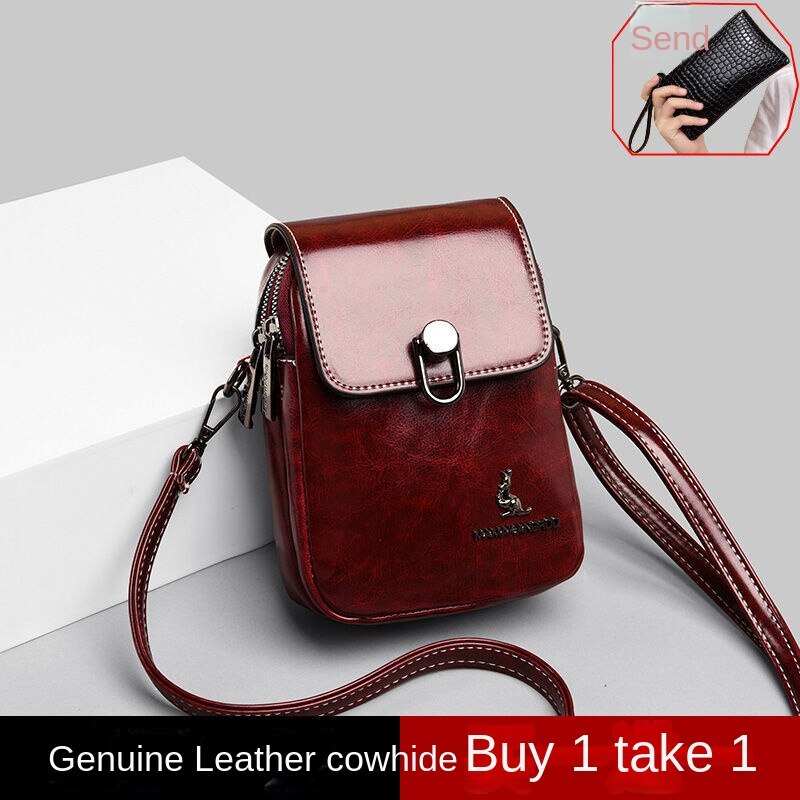 Túi Đeo Chéo Da Bò Thật Mini Đựng Điện Thoại Thời Trang Cho Nữ