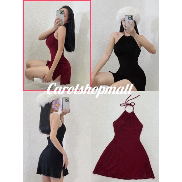 Đầm yếm nhũ xẻ tà  - Carotshop