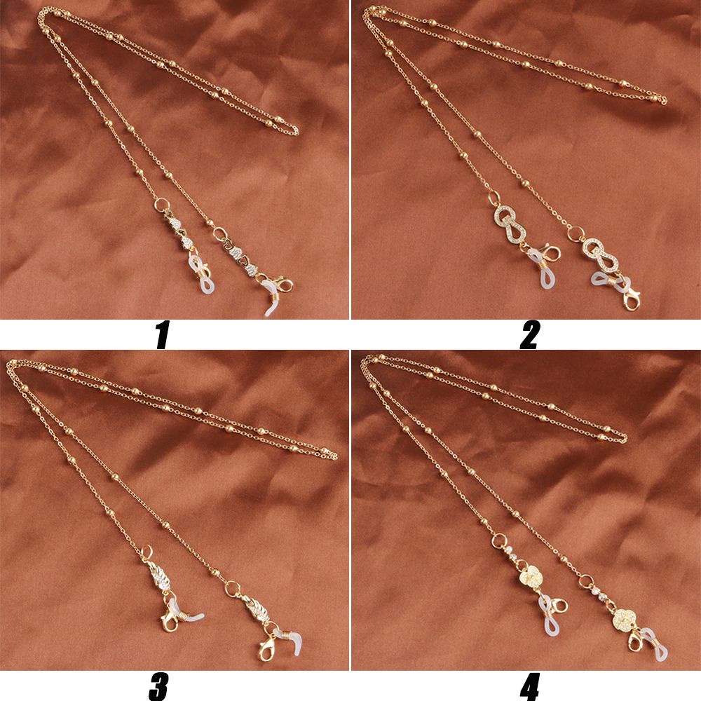 Dây đeo mắt kính đọc sách chống thất lạc bằng kim loại đính ngọc trai thiết kế thời trang cho nữ