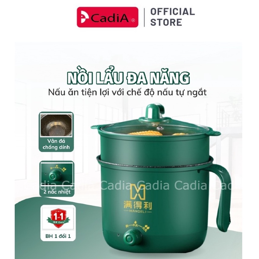 Nồi Lẩu Điện Mini, Nấu Mì 2 Tầng Kèm Giá Hấp Đa Năng Nướng, Luộc, Chiên Chống Dính Vấn Đá Tiện Lợi, Ca nấu mì mẫu mới