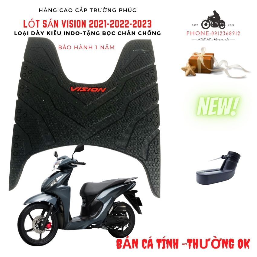 Thảm Để Chân Dành Cho Xe Vision Đời 2021-22 Chất Liệu Cao Su, Miếng Lót Chân Vision 2021- 2022- Tặng Bọc