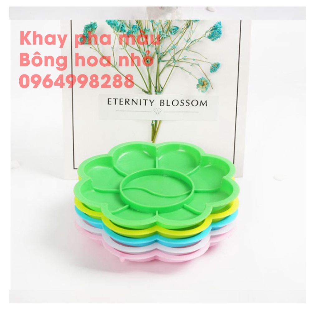 Khay pha màu Bông Hoa Nhỏ ❤️ Dụng cụ vẽ tranh cho trẻ em Bảng màu sơn nhựa 8 cm