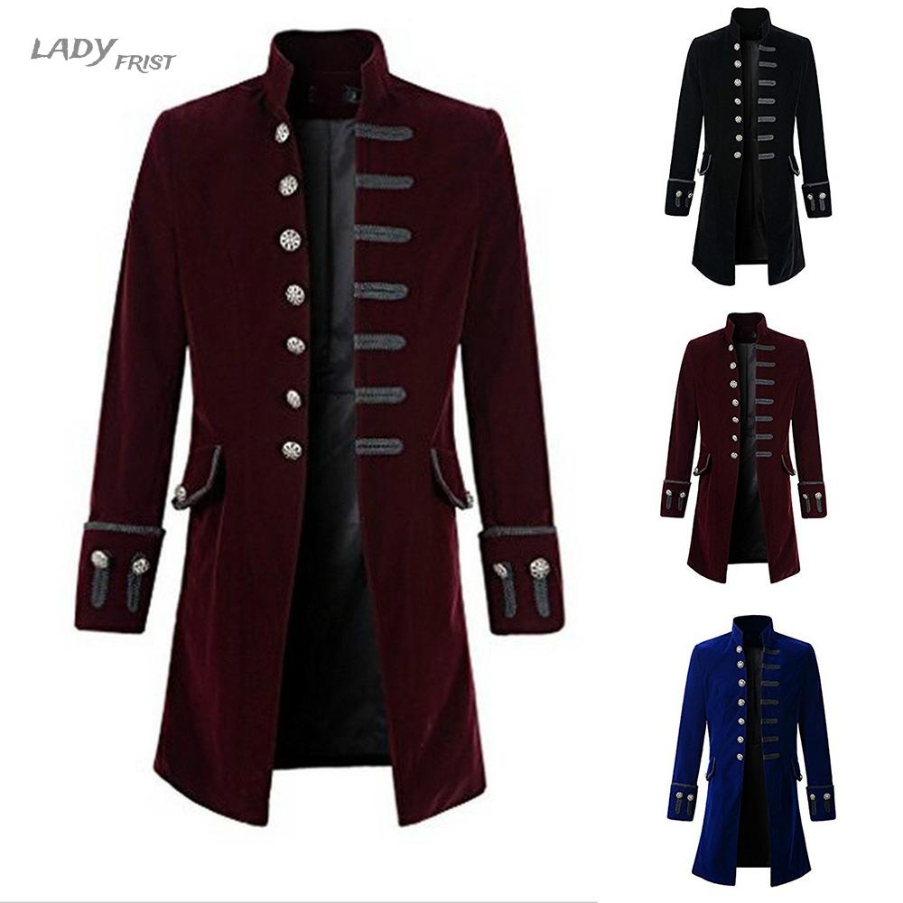 Retro Victorian Steampunk Gothic Men Tailcoat Jacket Tail Coat Halloween Costume(in stock）