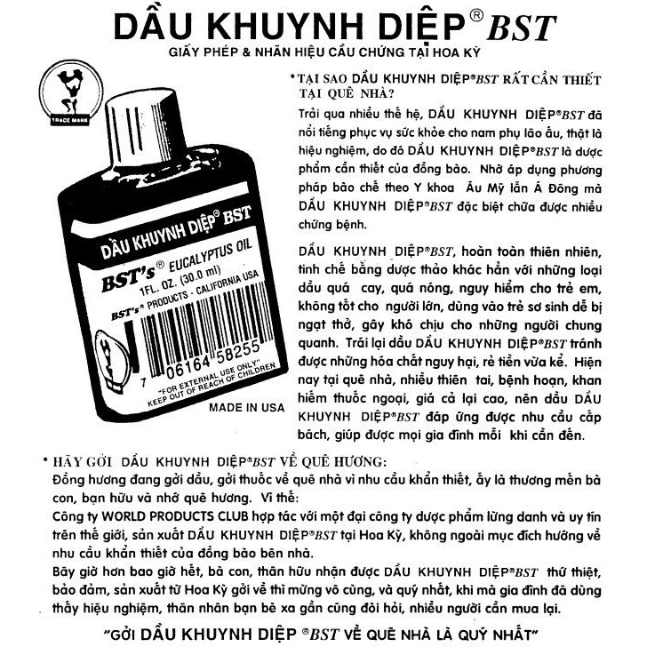 Dầu Khuynh Diệp Eagle Brand BST's Eucalyptus Oil 30ml Của Mỹ (Chuẩn USA)