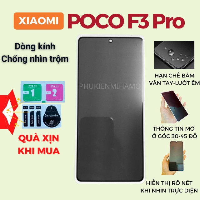 Kính cường lực Xiaomi Poco F3 Pro Chống nhìn trộm Full màn 🎁Quà Tặng 🎁 Siêu mượt Chống nước [MIHAMO]