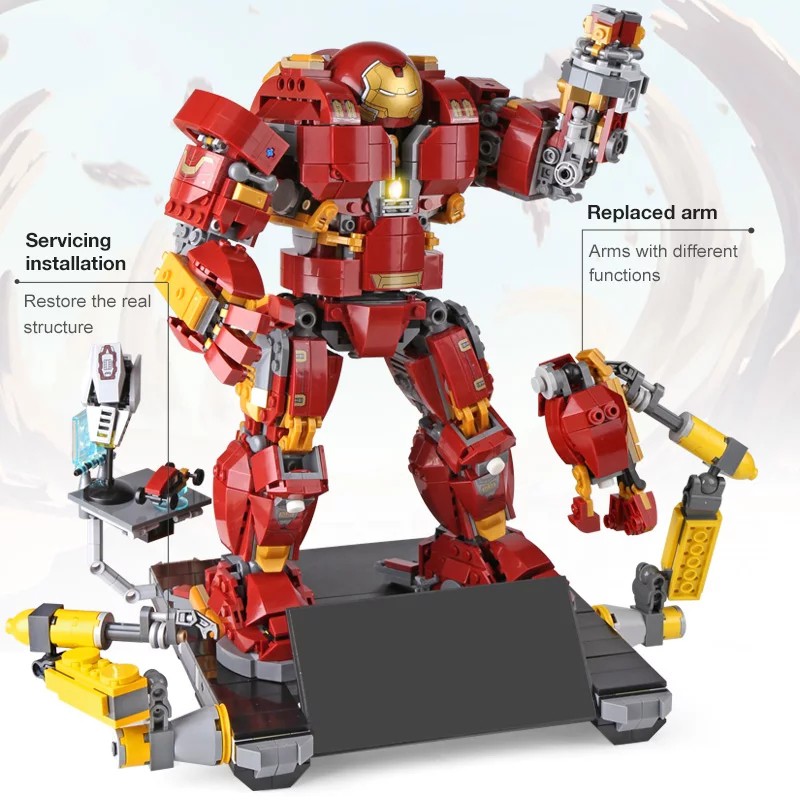 Đồ chơi Lắp ghép Mô hình Anti Hulk Mech Hulkbuster Ultron 10833 hero Aseblem Bộ giáp Hulkbuster của Người sắt 07101