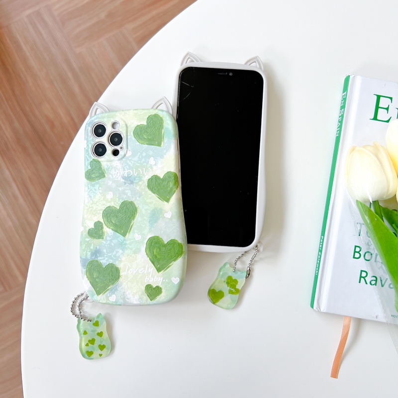 Ốp Điện Thoại TPU Mềm Giả Da Hình Tai Mèo 3D Cho iPhone 13 11 12 Pro Max 12Pro 13Pro X XS Max XR 7 8 Plus