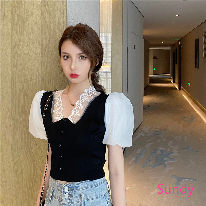 Áo croptop tay ngắn thời trang mùa hè dễ thương cho nữ