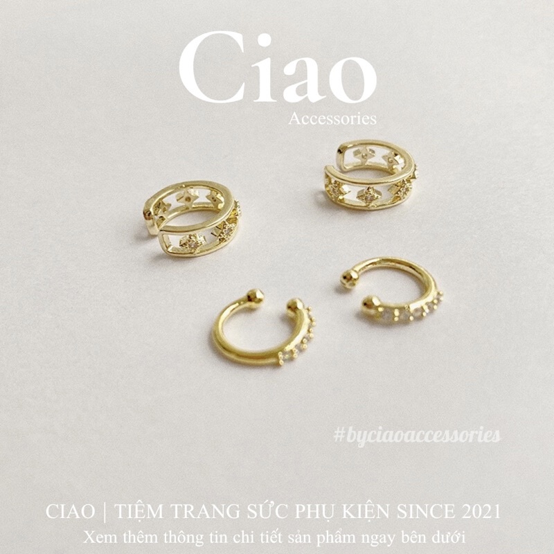 [BEST SELLER] Khuyên vành tai/ Kẹp vành tai mạ bạc thiết kế lấp lánh mới lạ trendy Ciao accessories