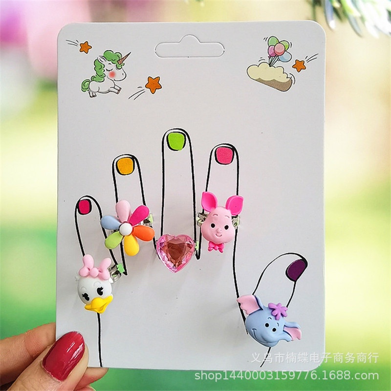 Bộ 5 Nhẫn Hợp Kim Hình Kỳ Lân Hoạt Hình Có Thể Điều Chỉnh Cho Bé Gái 2021