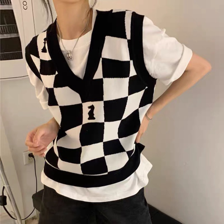 Gile Len Nữ GUMAX Ullzang, Áo Gile Len Caro Cổ Chữ V Hàng Quảng Châu Thời Trang Cao Cấp | BigBuy360 - bigbuy360.vn