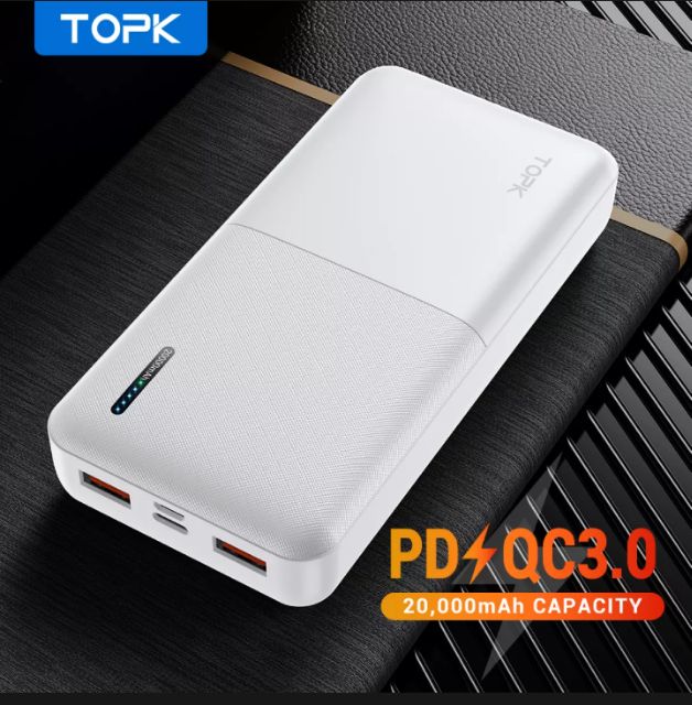 Sạc dự phòng 20.000mAh sạc nhanh Quick Charge 3.0 18W TOPK I2009Q