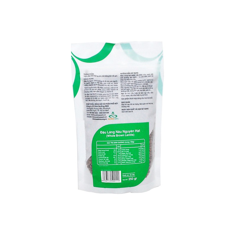 Đậu lăng nâu nguyên hạt 250g