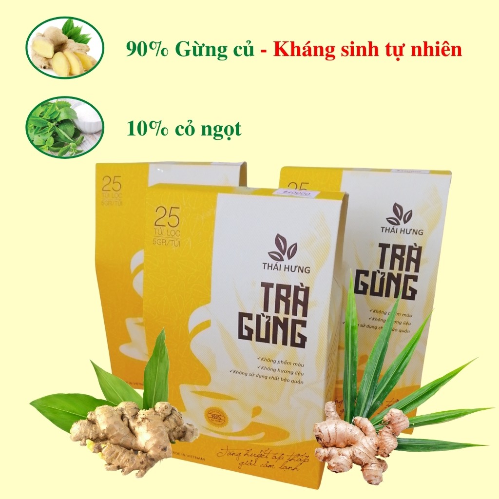 Trà Gừng Thái Hưng - Giải Cảm Lạnh, Tăng Huyết Áp Thấp - 25 túi lọc 125gr / ad.tea