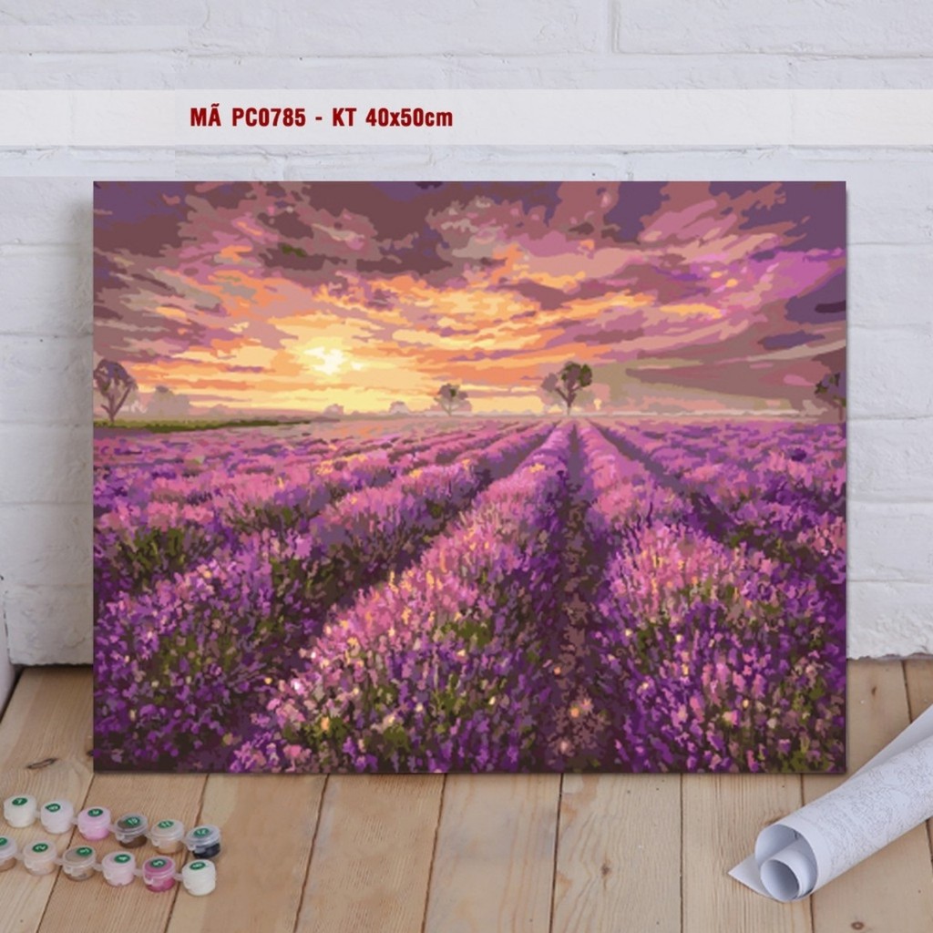 [SẴN]Tranh tô màu theo số, sơn dầu số hóa, TẶNG KHĂN, đã căng khung 40 x 50cm, đủ phụ kiện, có dầu bóng -Moonshop