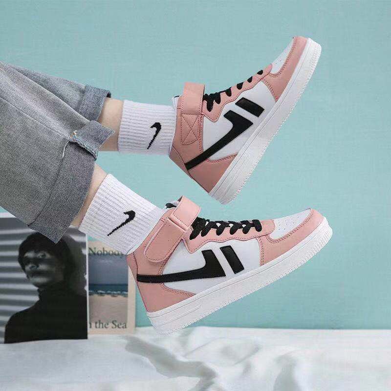 Giày Sneaker Cổ Cao Hồng Đen Phong Cách Ulzzang Năng Động Trẻ Trung (Hàng Đặt Trước)(Có Ảnh Thật Shop Chụp)