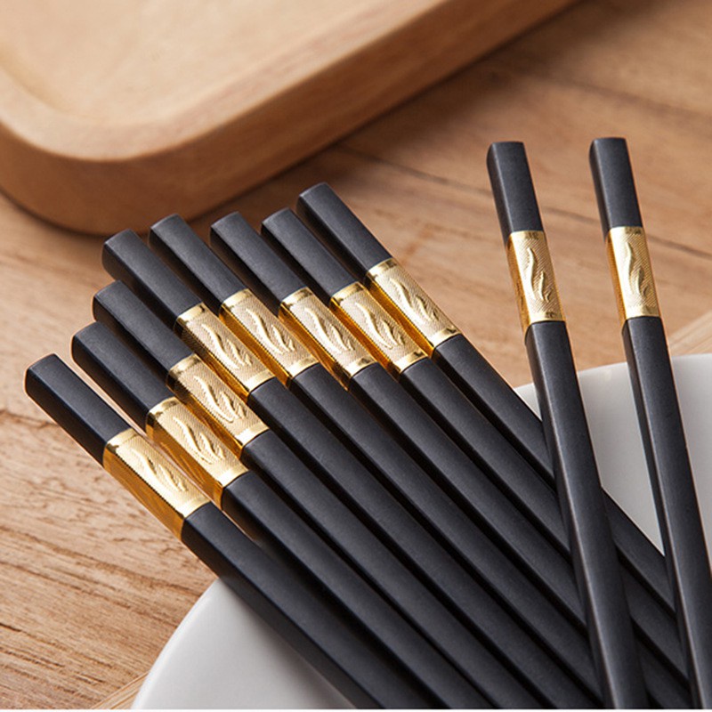 Bộ 10 đôi đũa mạ vàng xuất nhật chống mốc, chống trơn trượt